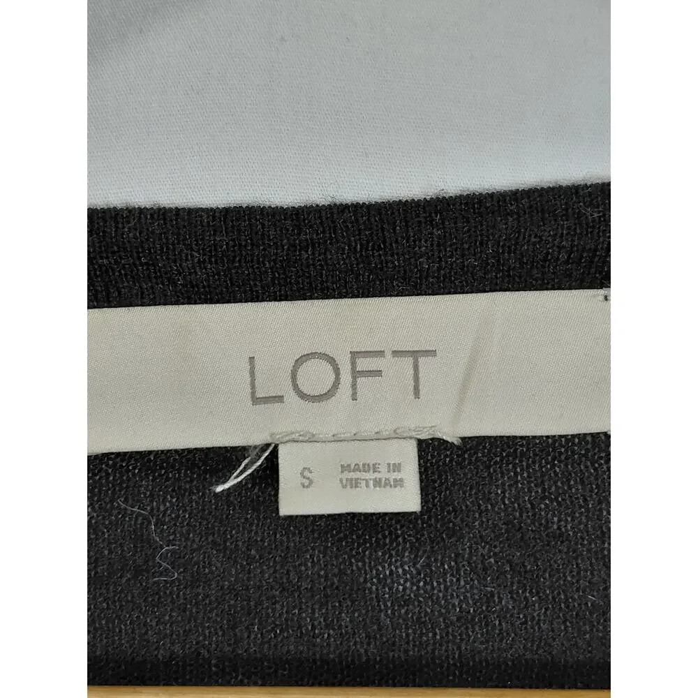 Loft Wool Blend Black Long Sleeve Top Women Size S